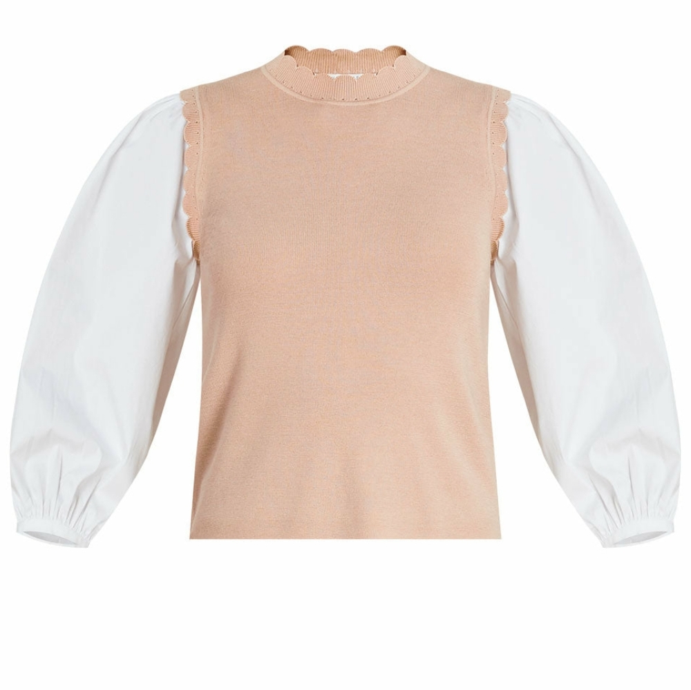 Veronica Beard STEFFI MIXED-MEDIA PULLOVER